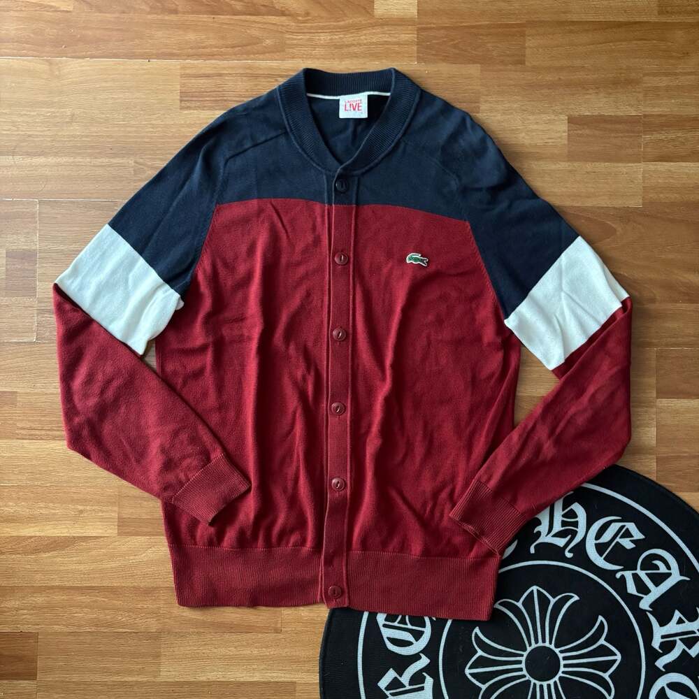 Lacoste L!VE Color-Block Button-Down Cardigan Sweater